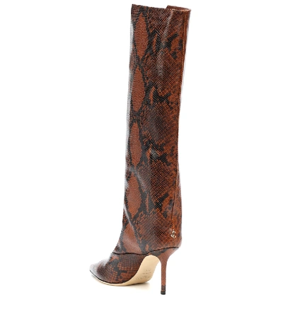 Shop Jimmy Choo Brelan 85 Snake-effect Boots In Brown