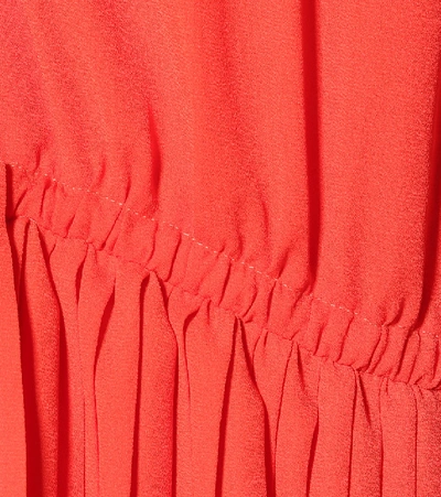 Shop Kenzo Pleated Crêpe Midi Dress In Red