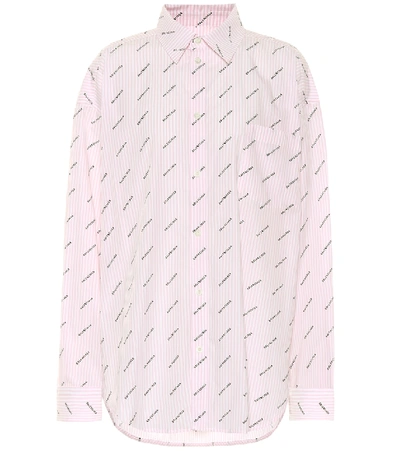 Shop Balenciaga Masculine Logo Cotton-poplin Shirt In Pink