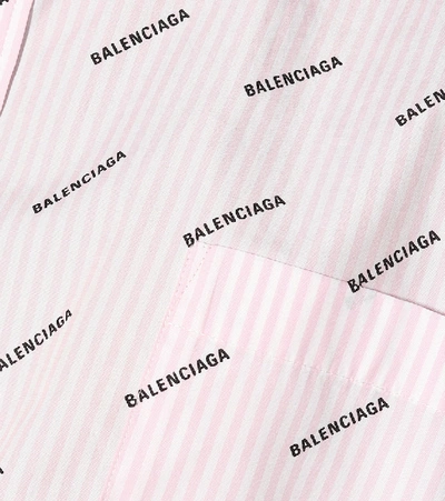 Shop Balenciaga Masculine Logo Cotton-poplin Shirt In Pink