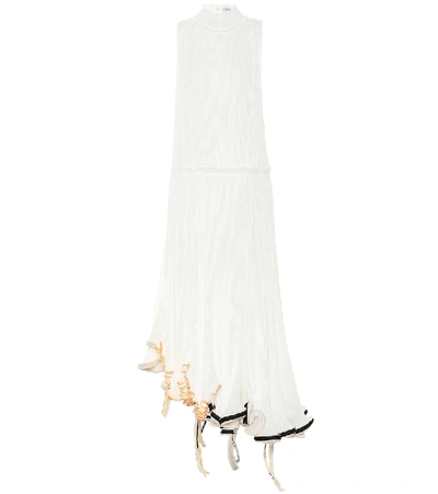 Shop Loewe Jellyfish Pleated Midi Dress In White