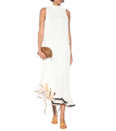 Shop Loewe Jellyfish Pleated Midi Dress In White