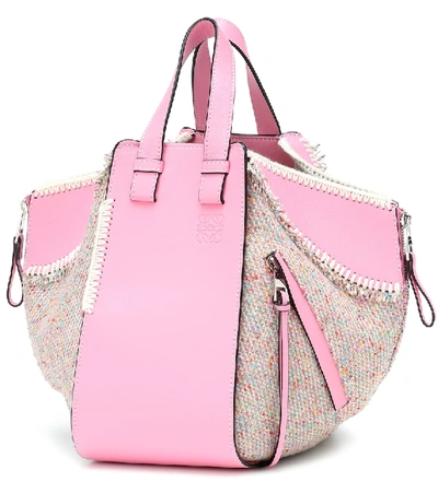 Shop Loewe Hammock Tweed Small Shoulder Bag In Pink
