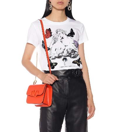 Shop Valentino Vsling Leather Shoulder Bag In Orange