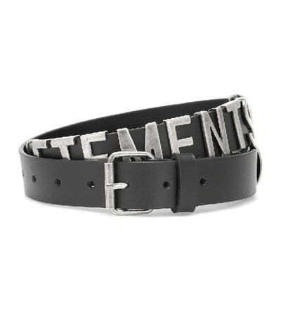 Shop Vetements Embellished Leather Belt In Black