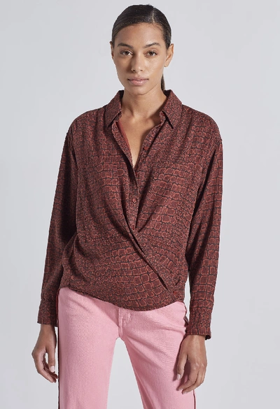Shop Current Elliott The Percy Road Blouse In Croc Brown