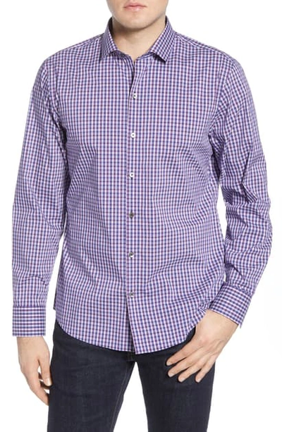 Shop Zachary Prell Bates Regular Fit Check Button-up Sport Shirt In Purple