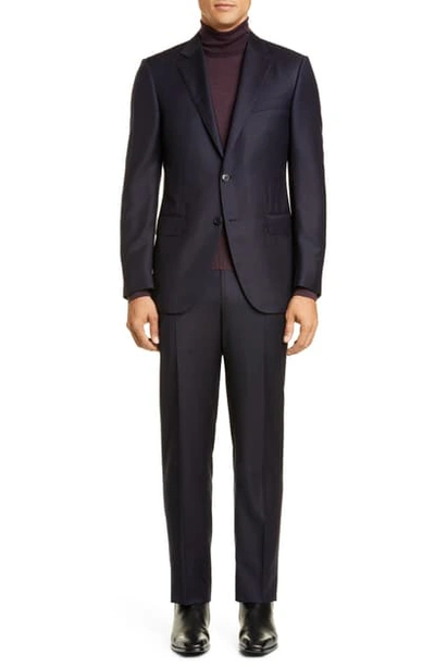 Shop Ermenegildo Zegna Milano Classic Fit Stripe Wool & Silk Suit In Navy