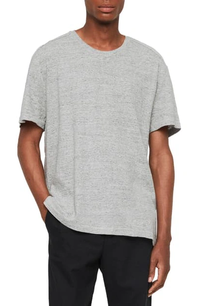 Shop Allsaints Falcon Cotton Crewneck T-shirt In Grey Marl
