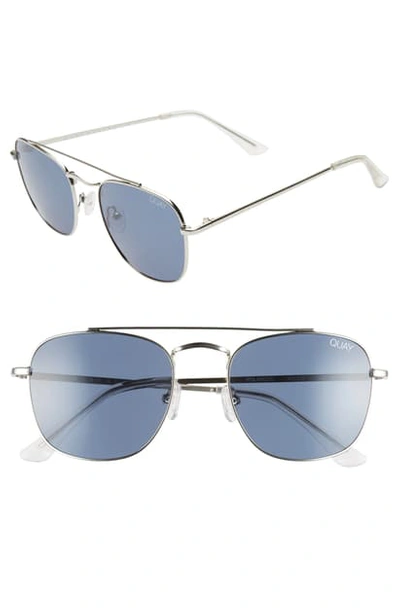 Shop Quay Helios 54mm Polarized Navigator Sunglasses In Silver/navy