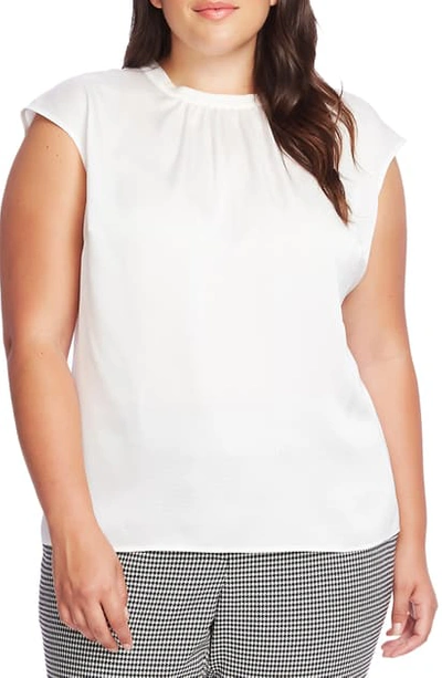 Shop Vince Camuto Cap Sleeve Satin Top In Pearl Ivory