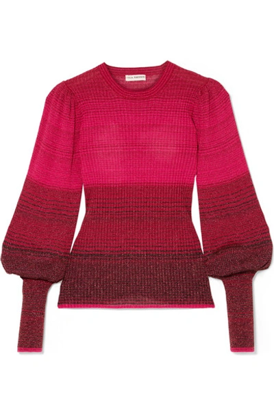 Shop Ulla Johnson Dax Striped Ribbed-knit Sweater In Fuchsia