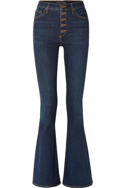 Shop Veronica Beard Beverly High-rise Flared Jeans In Dark Denim