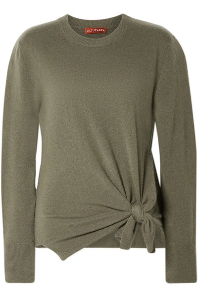 Shop Altuzarra Nalini Knotted Cashmere Sweater In Army Green