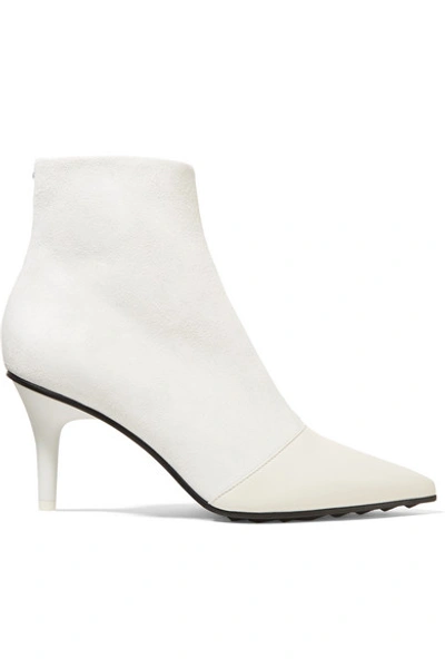 Shop Rag & Bone Beha Moto Paneled Leather And Suede Ankle Boots In White