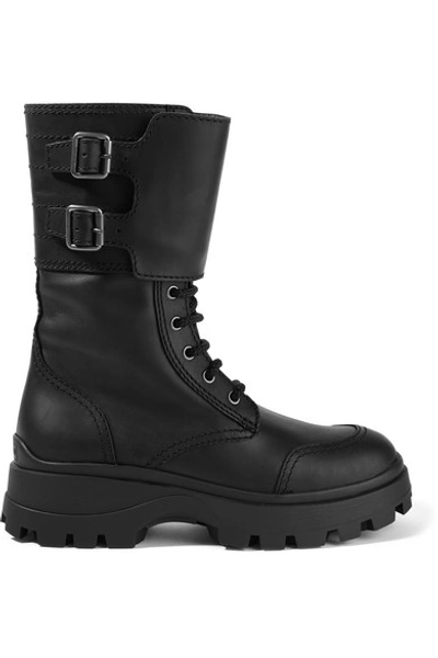 Shop Miu Miu Leather Boots In Black