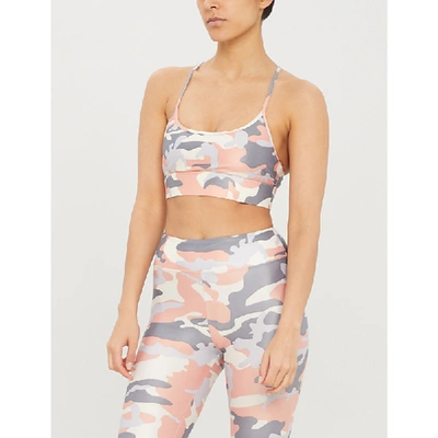 Shop Koral Camouflage-print Lustrous High-shine Sports Bra In Rose Quartz