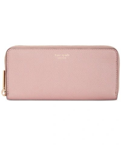 Shop Kate Spade New York Slim Continental Leather Wallet In Pressed Flowers/gold