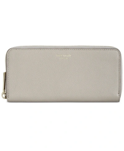 Shop Kate Spade New York Slim Continental Leather Wallet In True Taupe/gold