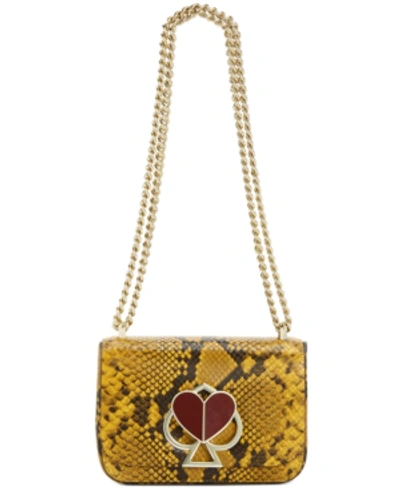 Shop Kate Spade Nicola Snake Embossed Leather Twistlock Chain Shoulder Bag In Marigold/gold