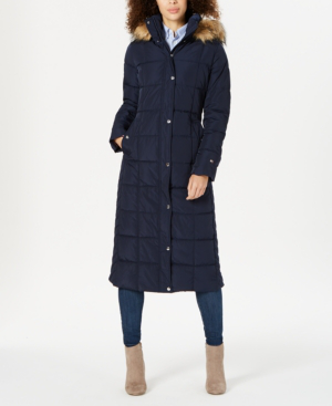tommy hilfiger courtney fitted maxi puffer