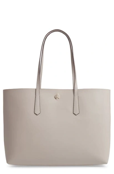 Shop Kate Spade Large Molly Leather Tote - Grey In True Taupe