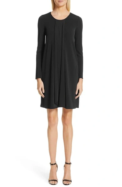 Shop Emporio Armani Long Sleeve Pleated Dress In Black