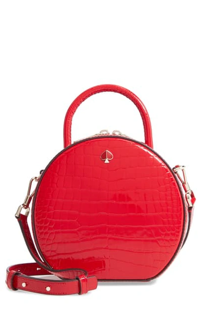 Shop Kate Spade Andi Croc Embossed Canteen Bag - Red In Hot Chili