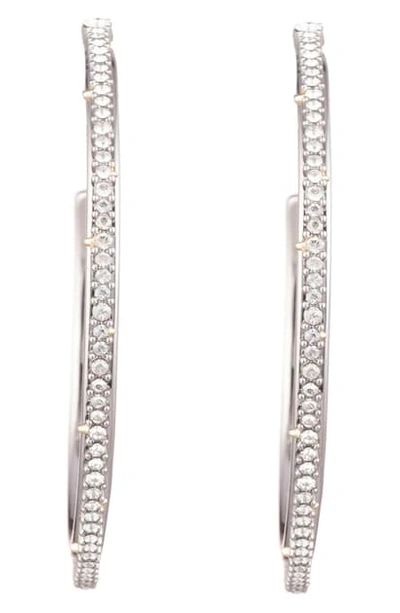 Shop Alexis Bittar Crystal Encrusted Hoop Earrings In Silver