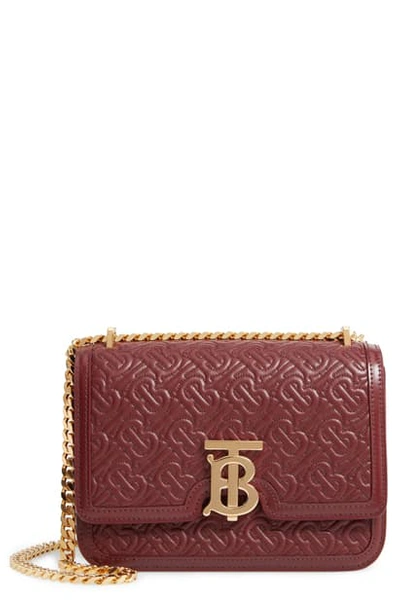 Shop Burberry Small Tb Quilted Monogram Leather Bag In Oxblood