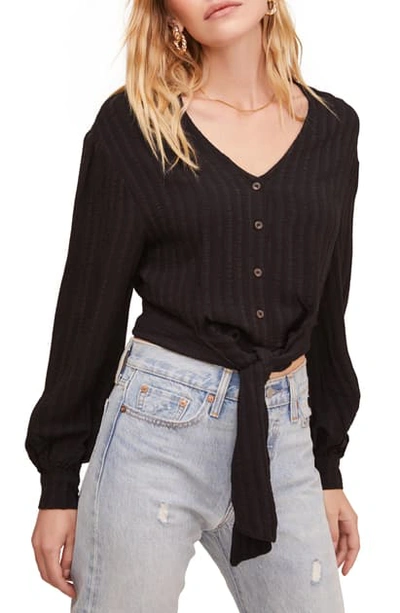 Shop Astr Tie Front Top In Black