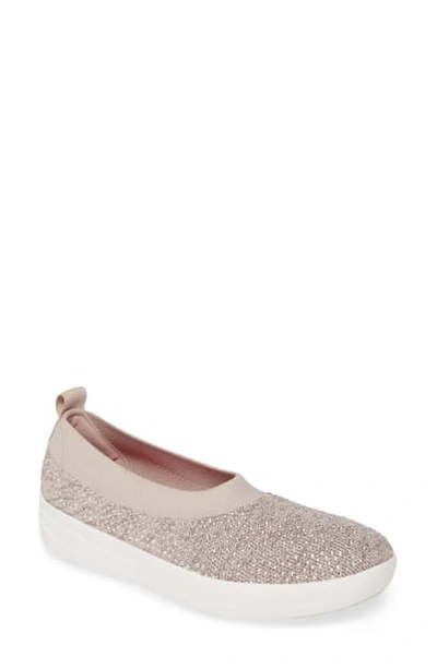 Shop Fitflop Uberknit(tm) Crystal Ballerina Slip-on Sneaker In Mink Fabric