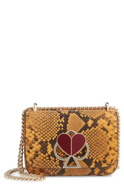Shop Kate Spade Nicola Snakeskin Embossed Leather Shoulder Bag - Yellow In Marigold
