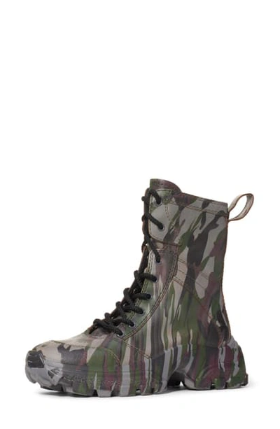 Shop Miu Miu Camo Lace-up Boot In Military Green