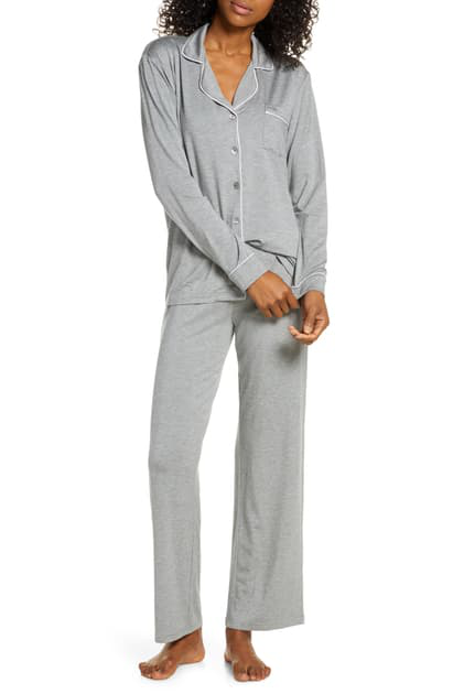 Jersey Knit Pajama Set In Grey Heather 