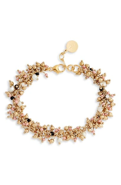 Shop Gas Bijoux Gioa Charm Bracelet In Gold/ Pink/ Multi