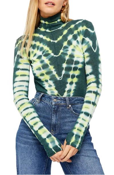 Shop Free People Psychedelic Mock Neck Tee In Green