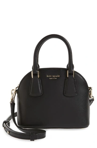 Shop Kate Spade Sylvia Mini Leather Dome Satchel - Black In Black/gold