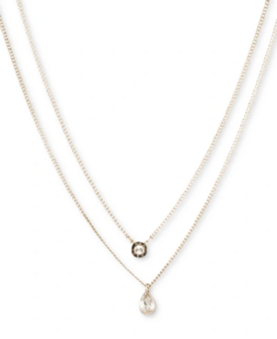Shop Dkny Double Row Pendant Necklace, 16" Long + 3" Extender In Gold