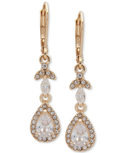Shop Anne Klein Gold-tone Crystal Teardrop Chandelier Earrings In Multi