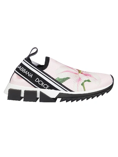 Shop Dolce & Gabbana Floral Print Slip-on Sneakers In Gigli Rosa