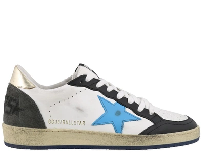 Shop Golden Goose Ball Star Sneakers In White-black-blue Star