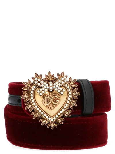 Shop Dolce & Gabbana Belt In Burgundy