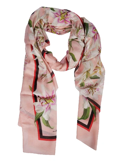 Shop Dolce & Gabbana Floral Print Scarf In Gigli Rosa
