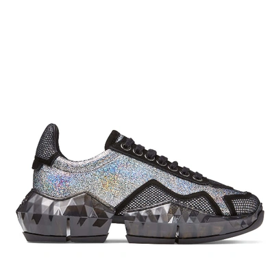 Shop Jimmy Choo Diamond/f Multi Hologram Leather Low Top Trainers