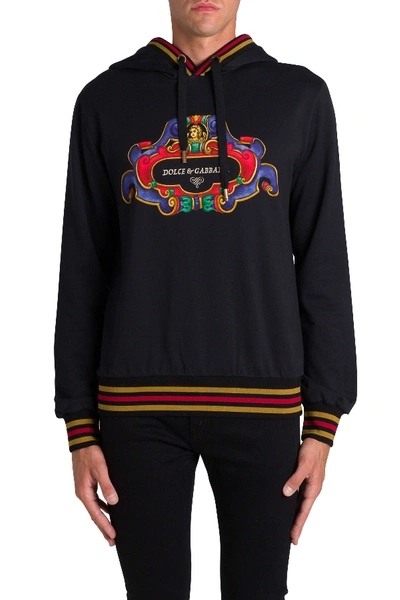 Shop Dolce & Gabbana Font And Back Printed Hoodie In Nero