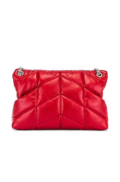 Shop Saint Laurent Medium Monogramme Puffer Loulou Shoulder Bag In Red