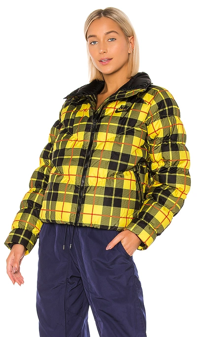 Shop Nike Plaid Pack Fill Jacket In Yellow. In Chrome Yellow & Black