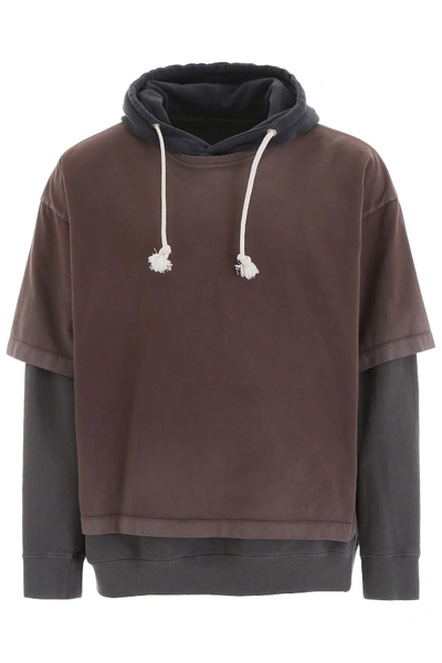 Shop Maison Margiela Tricolor Hoodie In Grey Overdye (grey)