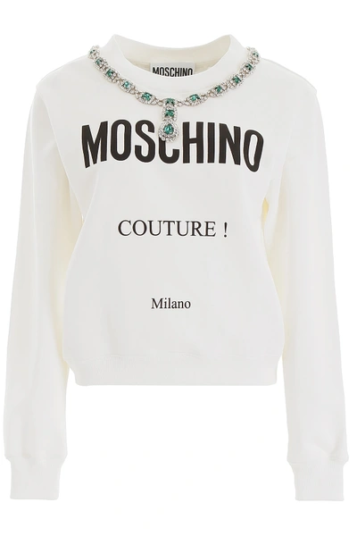 Shop Moschino Necklace Sweatshirt In White (white)